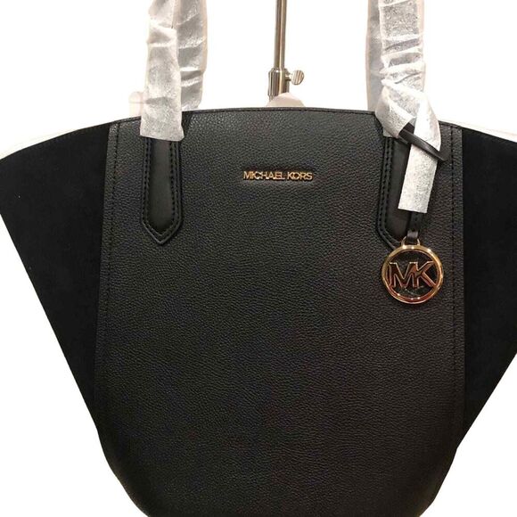 MICHAEL KORS Portia Black Large Stunning Leather & Suede Tote NWT - Picture 4 of 5